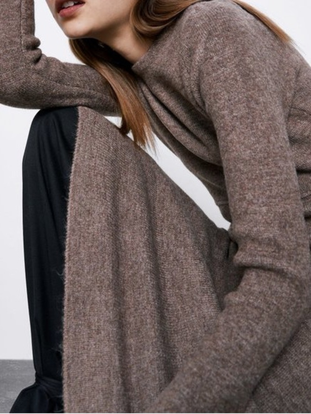 Zara A Line Knit Midi Dress in Taupe